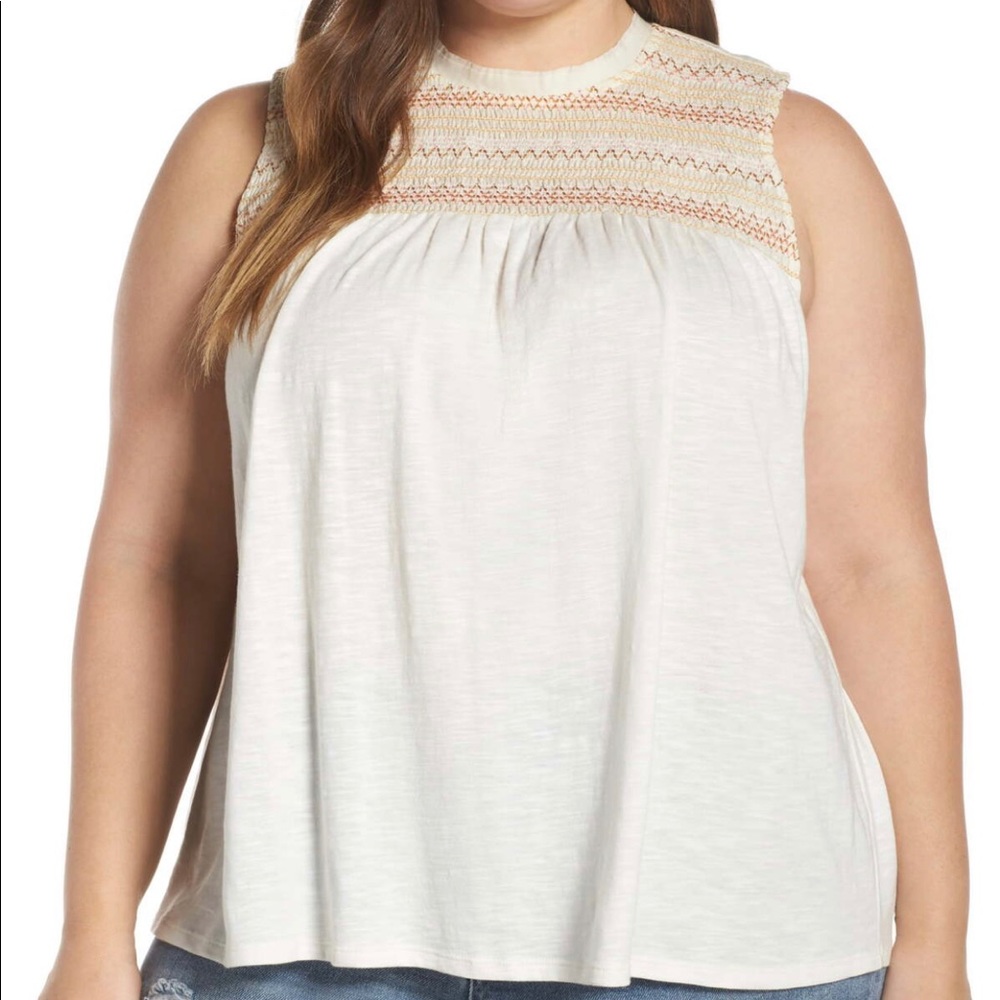 NWT 3X Caslon smoked yoked ivory / cream top